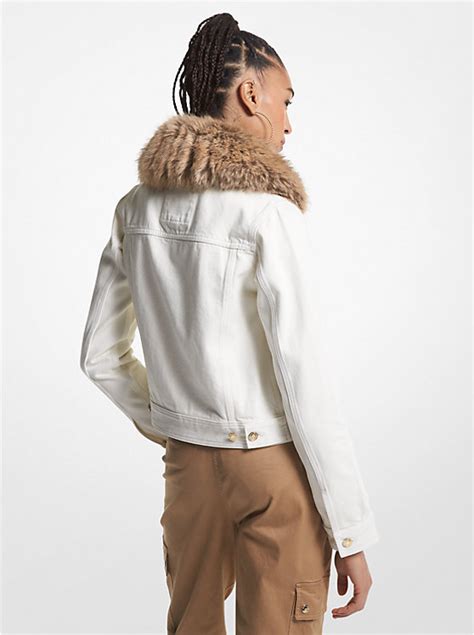 michael kors cropped fur jacket|Faux Fur Trim Denim Cropped Jacket .